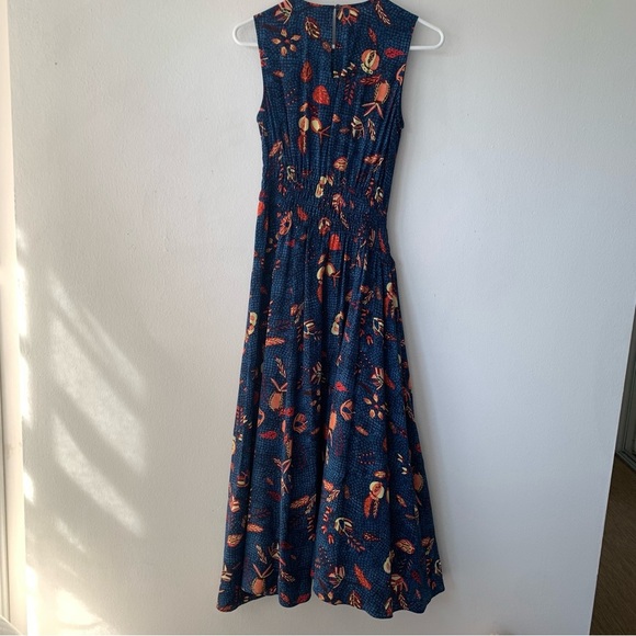Ulla Johnson Luca Silk Floral Sleeveless A Line Midi Maxi Dress Blue Dahlia - Picture 12 of 14